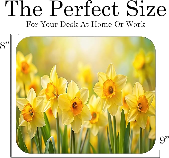Floral Pattern Flower Mouse Pad Mat Mousepad for Desk Computer Laptop PC Gaming Home or Office Gift for Her Flowers (Daffodil MP108)