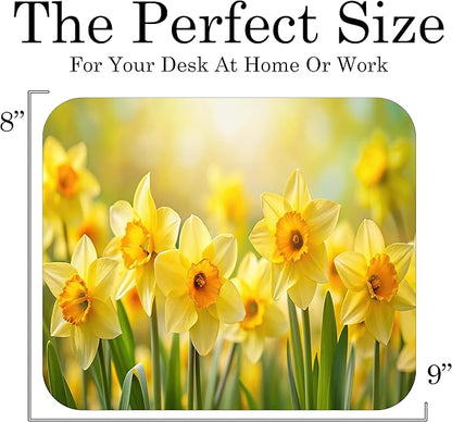 Floral Pattern Flower Mouse Pad Mat Mousepad for Desk Computer Laptop PC Gaming Home or Office Gift for Her Flowers (Daffodil MP108)
