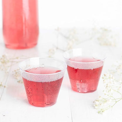 PLASTICPRO 9 oz Disposable Plastic Party Cups,Old fashioned Designed Tumblers, 100 Count, Crystal Clear