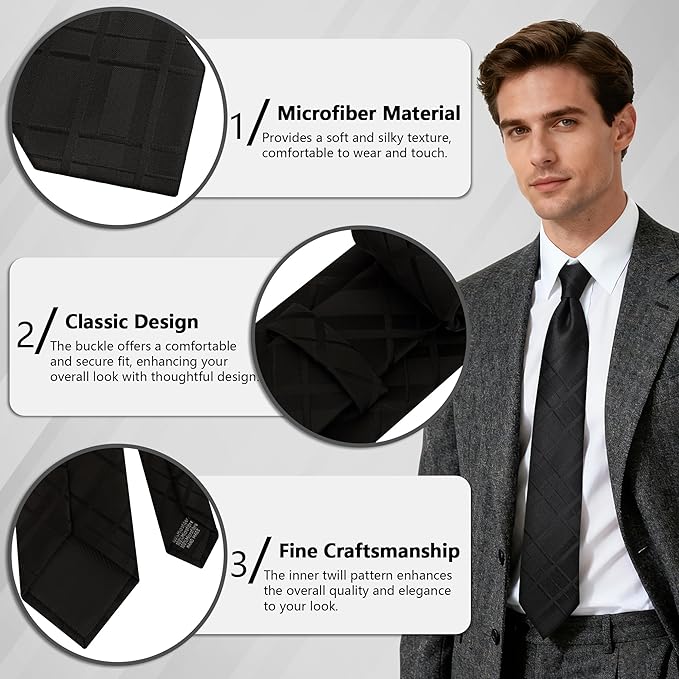 Fineknot Ties for Men, Jacquard Neck Ties, Mens Plaid Paisley Striped Tie, Classic Floral Mens Ties for Wedding Business