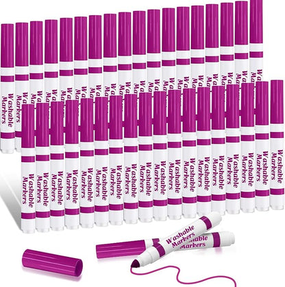 Janlaugh 36 Pcs Rose Pink Washable Markers Bulk Coloring Broad Line Markers for Kids Rose Pink Conical Tip Drawing Pen for School Travel Art Baby Shower Gender Reveal Party Supplies, Ages 6+