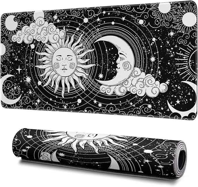 Magic Astrology Extended Big Mouse Pad Large, Gaming Mouse Pad Desk Pad,31.5x11.8 Inch Long Computer Keyboard Mouse Mat Black Mousepad with 3mm Non-Slip Base and Stitched Edge for Gaming and Office