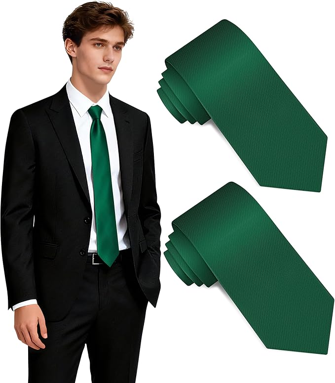 Fineknot Black Ties for Men, Formal Neckties for Men, Solid Color Mens Ties for Business, Wedding, Party, Mens Neck Tie