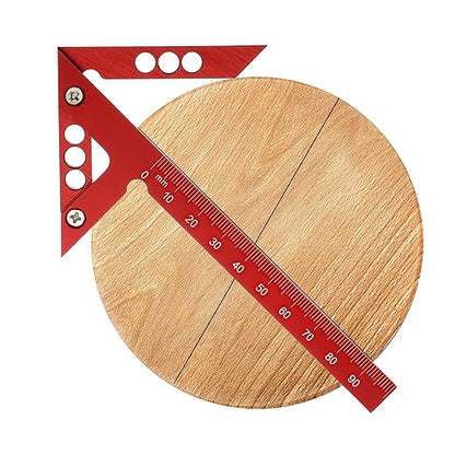 Circle Center Finder Tool Aluminum Alloy Center-Positioning Ruler High-Precision Centering Rulers Multi Angle Ruler 45/90 Degree Center Finder-Ruler Multi-Function Arrow Rulers (Red Metric)