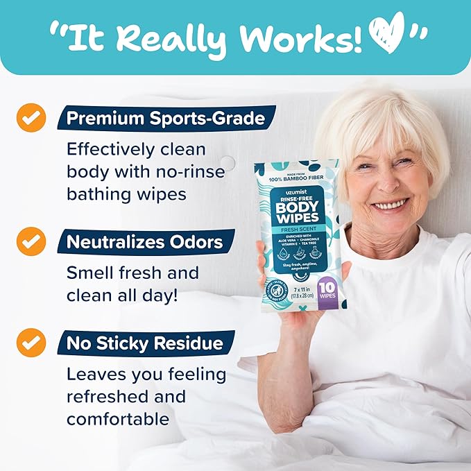 Body Wipes for Adults Bathing No Rinse 150pc XL - Ultra Thick Shower Travel Wipes for Personal Cleansing & Hygiene Essentials, Elderly Care, Incontinence Disposable Washcloths for Women Men