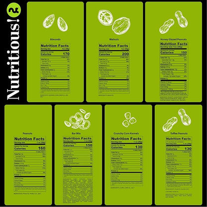 NUT CRAVINGS - Thanksgiving Mixed Nuts Gift Basket + Green Ribbon Classic (7 Assortments, 1 LB) Holiday Xmas Christmas Food Arrangement, Healthy Snack Care Package, Food Assortments