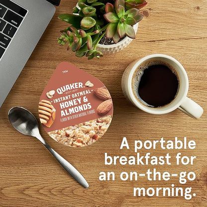 Quaker Instant Oatmeal Express Cups, Honey & Almonds, 1.76 Ounce (Pack of 12)