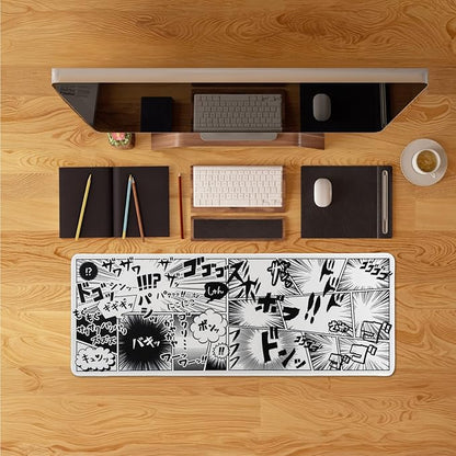 BELLEMOND Japanese Art Desk Mat | Large 31.5x11.8in Desk Pad | Anime Mouse Pad for Keyboard & Mouse | Non-Slip Base, Water-Repellent, Smooth Precision | Manga Burst
