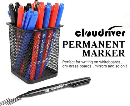 cloudriver Ultra Fine Permanent Markers, 24 Count Twin Tip Permanent Marker Set, 3 Assorted Colors, Ultra Fine Piont And Fine Piont Permanent Marker for Signature And Marking