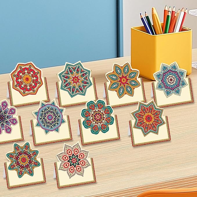 jinglinhh 12pcs DIY Mandala Diamond Art Painting Greeting Cards with Envelopes, DIY Card Making Kits for Adults, Diamond Art Christmas Cards for Birthday Holiday Postcards Craft Gifts