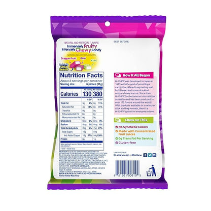 HI-CHEW Superfruit Mix, 3.17 Ounce, 6 Pieces, Gluten-Free, Made with Natural and Artificial Fruit Flavors