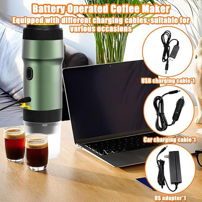 Portable Espresso Machine, 3-in-1 Self-Heating Portable Coffee Maker for Travel with Rechargeable Battery, Cordless Electric Mini Espresso Maker for RV Hiking Camping Office (Green)