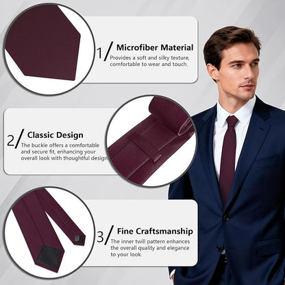 Fineknot Black Ties for Men, Formal Neckties for Men, Solid Color Mens Ties for Business, Wedding, Party, Mens Neck Tie