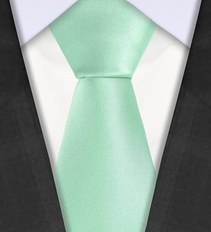 TIE G 5pcs Tie Set in WHITE OR BLACK GIFT BOX: Solid Color Necktie, Satin Bow Tie, Pocket Square, Lapel, Cuff Links