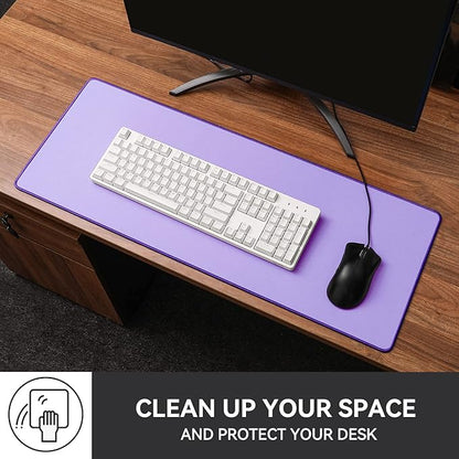 Waterproof Large Gaming Mouse Pad with Durable Stitched Edges, Non-Slip Rubber Base, Grainy Jacquard Mouse Mat Desk Pad for Home Office Gaming, 31.5''x11.8''x0.12'', Purple