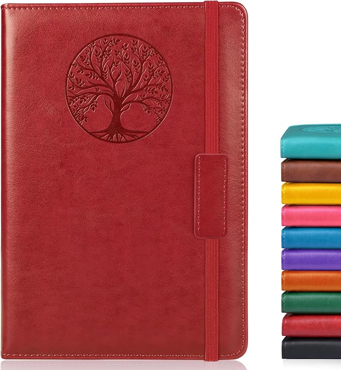 Lined Journal Notebook for Women Men,256 Pages A5 Hardcover Leather Journals for Writing,Travel,Business,Work & School,College Ruled Notebooks for Note Taking,Diary Notepad 5.7"×8.3"