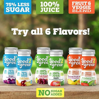 good2grow 100% Apple Juice for Kids - Apple Juice Bottles Bulk 24 Pack, Reusable Bottle, No Sugar Added, Good Source of Vitamin C - 6 fl oz, Pack of 24 (Spill Proof Tops Not Included)