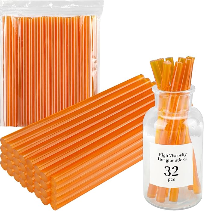 MATUFF Yellow High Viscosity Hot Glue Sticks, 32 pcs, 0.43' Dia x 8' Long, for DIY, Arts, Crafts, Repairs