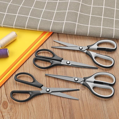 Titanium Scissors, Professional Multi-Purpose Scissors with Stainless Steel Blades, Soft Grip Handle, Great for Office School Sewing Craft Supplies, Grey Black/All Black, 4 Pack
