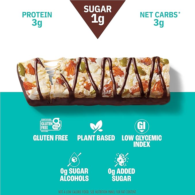 Munk Pack Coconut Almond Dark Chocolate Nut & Seed Snack Bars Stocking Stuffers | 3g Protein, 1g Sugar, 3g Net Carbs | Keto Friendly, Plant-Based, Low Sugar, Gluten-Free Snacks | 12 Count (4.92 oz)