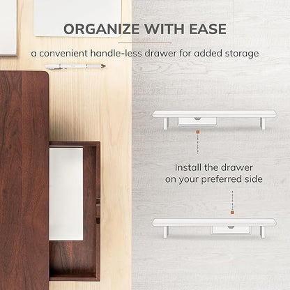 Anji Mountain Wooden Monitor Stand - Elegant Monitor Riser,Perfect Monitor Stand for Desk Organization, Durable Wood Construction monitor stands,Enhances Ergonomics and Workspace Efficiency,White Wash