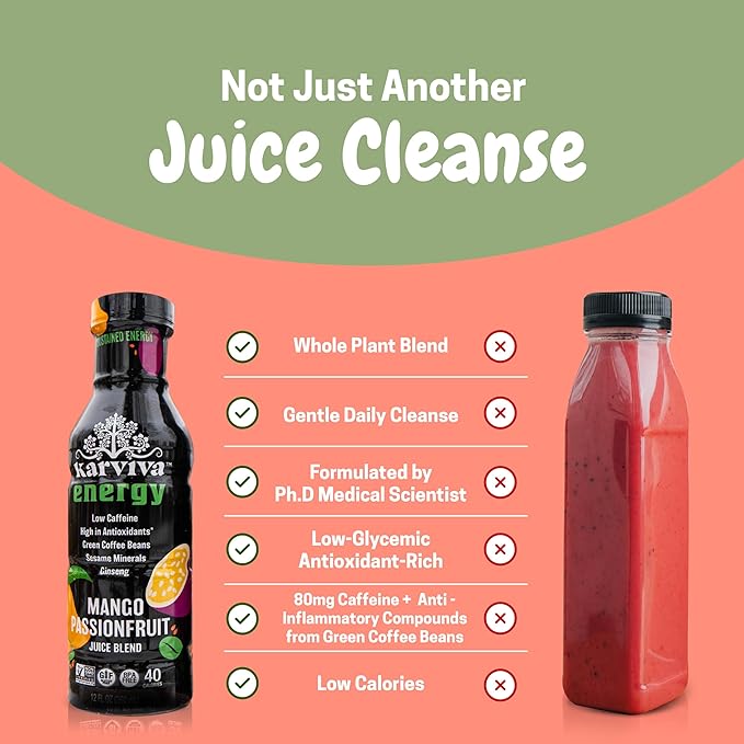 Organic Juice Cleanse & Claiming Energy Pack | 1 to 3-Day Cleanse | Ancient Remedies for Gentle Detox, No-Jitters No Crash Energy | Sprouts, Green Coffee Bean Mega Antioxidants, Aronia, Ashitaba, Low-Cal, Non-GMO, No-Sugar Added (6 12 fl.oz. BPA-Free B...