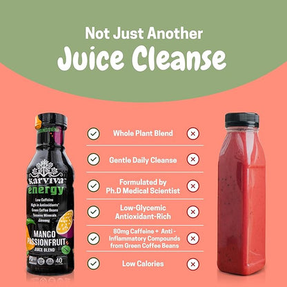 Organic Juice Cleanse & Claiming Energy Pack | 1 to 3-Day Cleanse | Ancient Remedies for Gentle Detox, No-Jitters No Crash Energy | Sprouts, Green Coffee Bean Mega Antioxidants, Aronia, Ashitaba, Low-Cal, Non-GMO, No-Sugar Added (6 12 fl.oz. BPA-Free B...