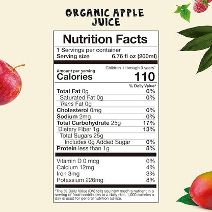 AMA TIME Organic Apple Juice Boxes for Kids – 24 Pack, 6.76 fl oz Each | With Vitamins A & C, USDA Organic, No Added Sugar, Gluten-Free | Perfect for School Lunch, Travel, or Snacks