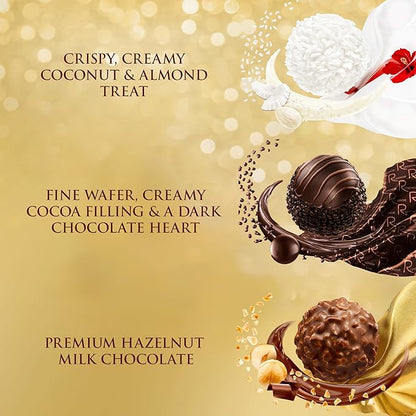 Ferrero Collection, Premium Assorted Hazelnut, Dark Chocolate and Coconut, 32 Count Holiday Gift Box, 12.7 oz
