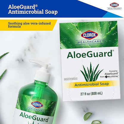 CLOROX Healthcare AloeGuard Antimicrobial Hand Soap Refill Pouch for Healthcare Professionals - Liquid Hand Wash for Everyday Use with Aloe Vera to Soothe & Moisturize Hands, 27 Fl Oz