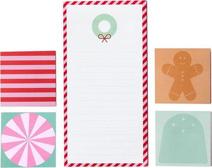 Post-it Jingle Sticky Notes, Christmas Gift Set, Assorted Sizes, 5 Holiday Themed Cute Sticky Note Pads
