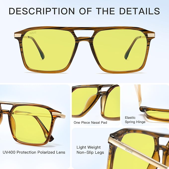 WAVE Blue Light Blocking Glasses,Gaming Glasses with Metal Frames,Computer Glasses for Eye Strain,Anti Glare