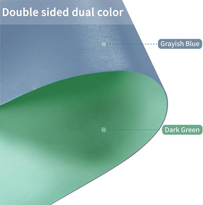 Leather Table Cover,1.8mm Thick,30x60 Inch Desk Cover,Large Desk Mat,Table Protector,Table Cover Protector,Rectangular Table Cover(Grayish Blue+Dark Green,30x60)