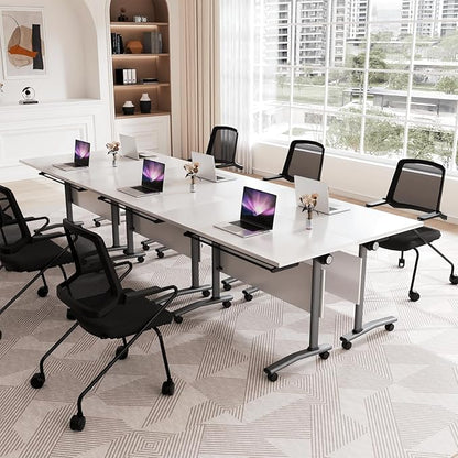 Folding Conference Room Table,Flip Top Mobile Training Table,Mobile Training Tables with Wheels for Office Conference tables Training Rooms Foldable Meeting Tables (30pack 55.1 x 21.6 x 29.5inch)