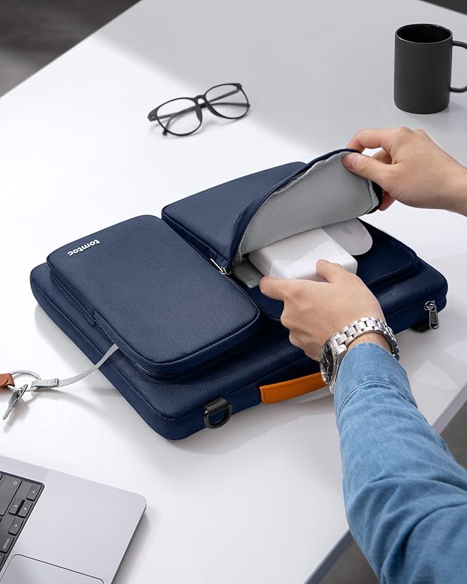 tomtoc Laptop Shoulder Bag for 2025 14 Inch MacBook Pro M5/M4/M3/M2/M1 Pro/Max 2025-2021, 13.5-14.4 Surface Laptop 7/6/Studio 2, Surface Book 3, 360 Protective Case Fit Asus VivoBook