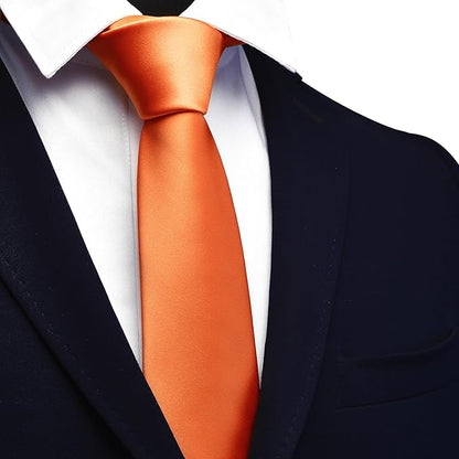 Branduce 3.15"（8cm） Mens Solid Satin Tie Pure Color Necktie for Business and Wedding + Gift Box
