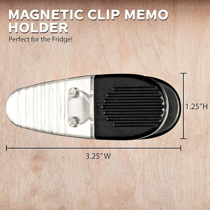 10 Magnetic Memo Holders Set - Large Clip, Plastic - Clear