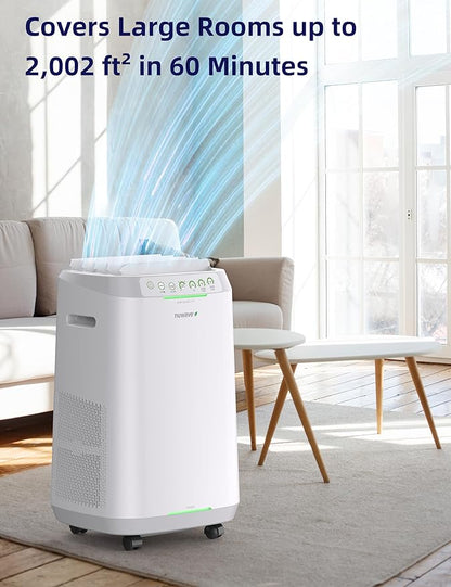 Nuwave OxyPure ZERO Air Purifier with Washable and Reusable Bio Guard Tech Air Filter, Large Room Up to 2002 Ft², Air Quality Monitor, 0.1 Microns, 100% Capture Irritants like Smoke, Dust, Pollen