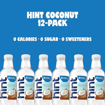 Hint Fruit-Infused Bottled Water, Coconut - Sugar Free Flavored Water with Zero Calories, Naturally Flavored, and No Artificial Sweeteners - 16 Fl Oz (Pack of 24)