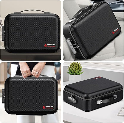 Fireproof Document Box with Lock, Large Hard Fireproof File Organizer Heat Insulated Fireproof Waterproof Box Portable Home Travel Safe Storage for Important Documents Files Laptop Passports Black