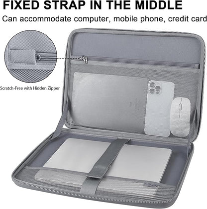 DOMISO 17 Inch Laptop Hard Case, Waterproof Shockproof Hard Shell Laptop Sleeve with Handle Protective Computer Bag for Most 17-17.3" Laptops/Dell XPS 17 / HP Envy 17, Silver