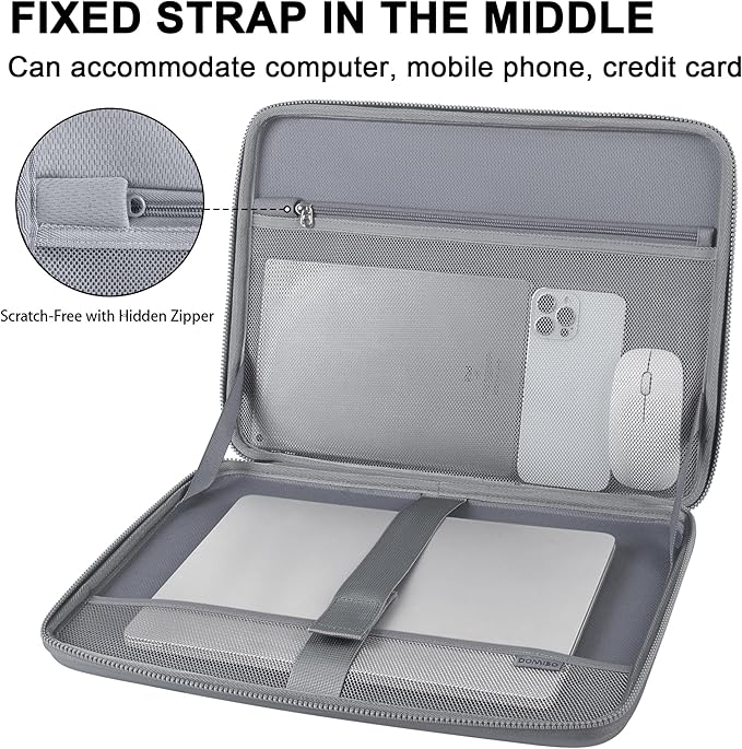DOMISO 15.6 Inch Laptop Hard Case, Waterproof Shockproof Hard Shell Laptop Sleeve Protective Computer Bag for Most 15-15.6" Laptops/Macbook Pro/Lenovo IdeaPad/HP ENVY/Dell XPS, Silver