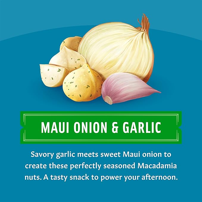 Mauna Loa Premium Roasted Macadamia Nuts, Garlic Onion Flavor, .5 Oz Pouches (Pack of 24)