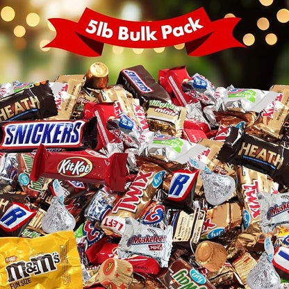 Chocolate Candy Variety Pack in Red Gift Box , Bulk Individually Wrapped, Mini Chocolate Candy Variety Pack, Ideal , Bulk Chocolate, Perfect for Parties, Office Treats, and Holiday Celebrations (5 Pound)