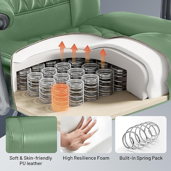 Massage Office Chair with Heating Function & Footrest, 6-Point Vibration, Ergonomic Executive Reclining Desk Chair with Padded Seat for Relaxation, Comfort & Stress Relief
