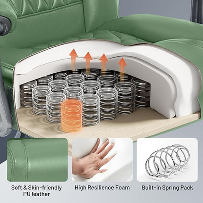 Massage Office Chair with Heating Function & Footrest, 6-Point Vibration, Ergonomic Executive Reclining Desk Chair with Padded Seat for Relaxation, Comfort & Stress Relief