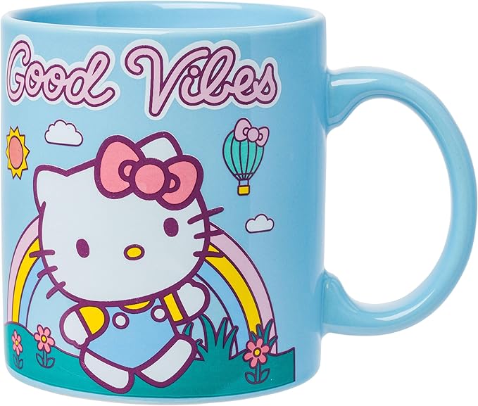Silver Buffalo Sanrio Hello Kitty Good Vibes Ceramic Mug, 20 Ounces