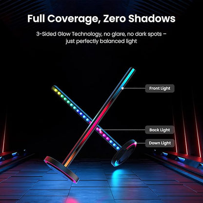 YEELIGHT RGB Smart Light Bars, Dual-Sided 16 Million Colors Gaming Backlight with Music Sync & App Control, 16" Immersive 3-Side Lighting, Real-Time Game Sync, PC/Room Decor