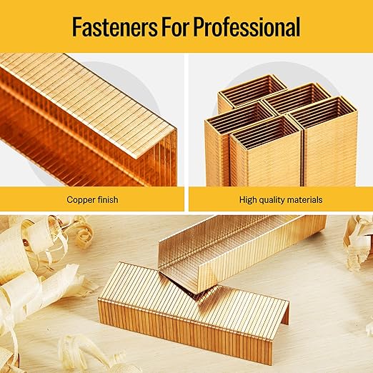 meite Carton Closing Staples 16 Gauge 1-3/8" Wide Crown 5/8" Leg Copper-Coated Carton Staples for Pneumatic or Manual Box Stapler Gun - Cardboard Closer Packaging (4,000PCS)