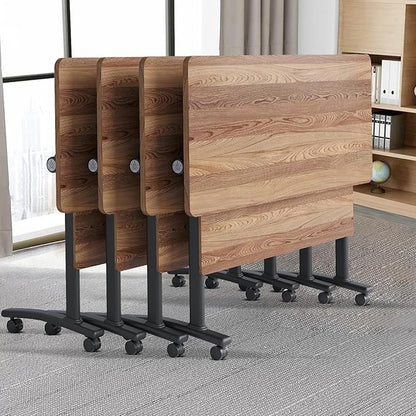Conference Room Table, Folding Conference Table with Flip-Top Design, Mobile Seminars Dynamic Meetings Training Tables for Offices, Classrooms, and Meeting Room (4, XHT1619, 55.1)